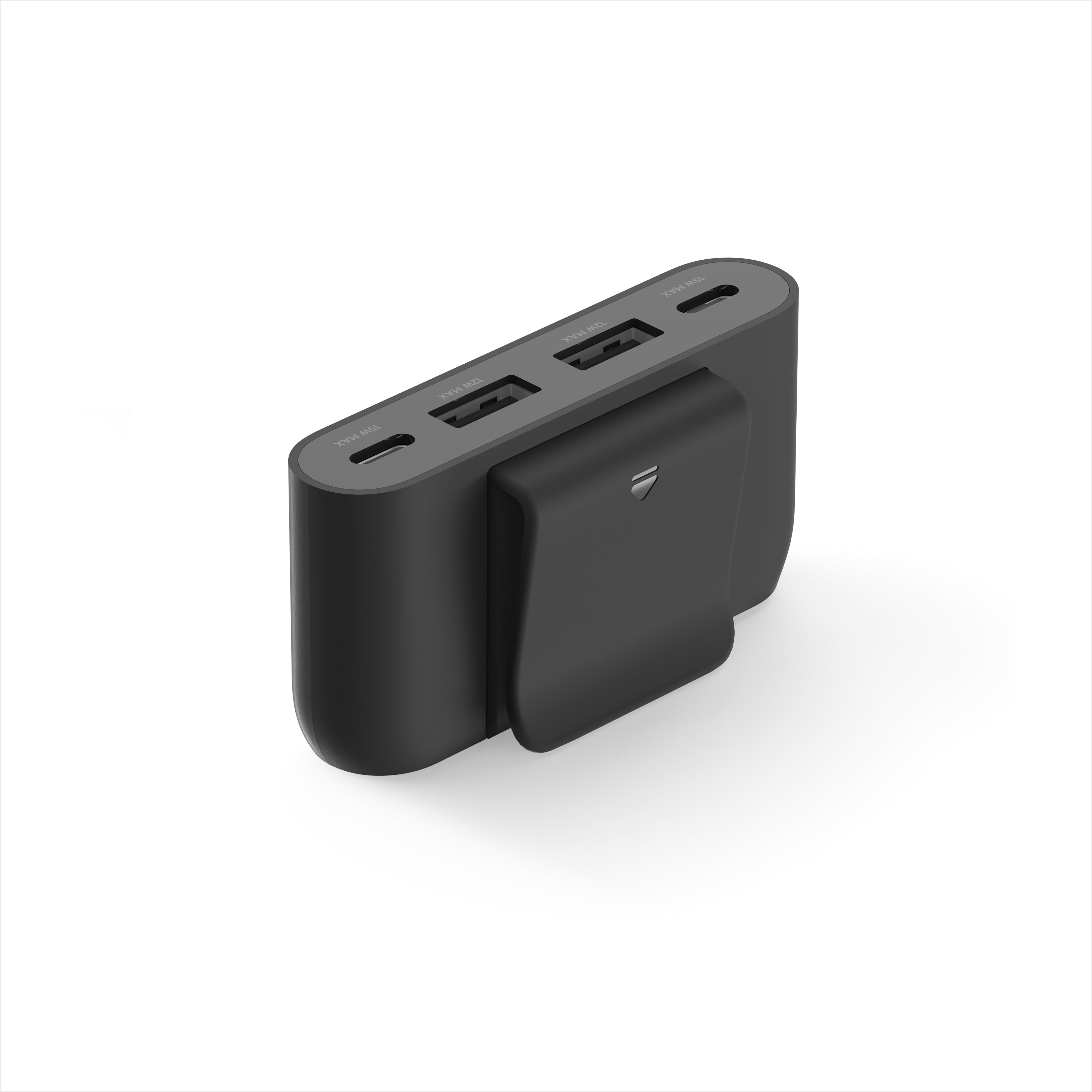 Belkin BoostCharge 4-Port 30W Power Extender| Portable Charger w/ 2Meter Cable, Clip Included, 2x USB-C, 2x USB-A, for Apple/Android iPhone 14/13/12 Pro Max, iPad, Samsung Phones & Tablets - Black