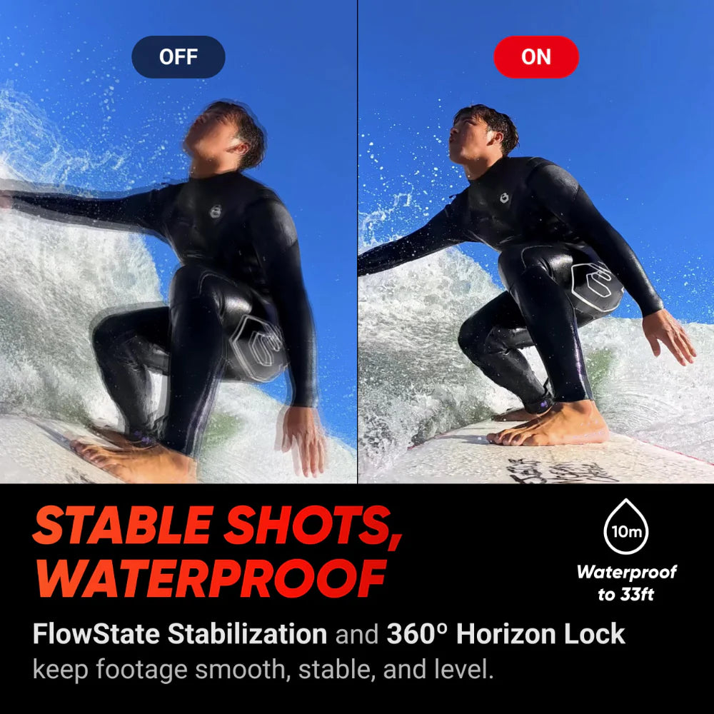 Insta360 Ace Pro Waterproof Action Camera Co-Engineered with Leica, 1/1.3" Sensor and AI Noise Reduction for Unbeatable Image Quality, 4K120fps, 2.4" Flip Screen & Advanced AI Features - Black