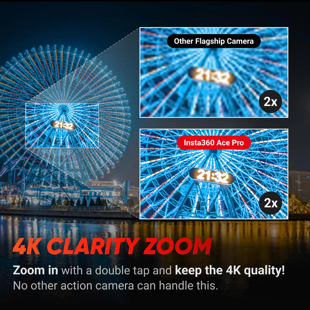 Insta360 Ace Pro Waterproof Action Camera Co-Engineered with Leica, 1/1.3" Sensor and AI Noise Reduction for Unbeatable Image Quality, 4K120fps, 2.4" Flip Screen & Advanced AI Features - Black