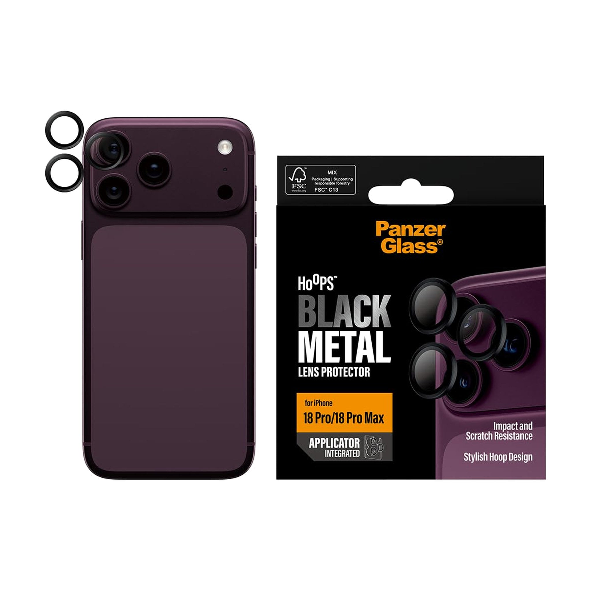 PanzerGlass Hoops Camera Lens Protectors for iPhone 18 Pro / Pro Max - Black