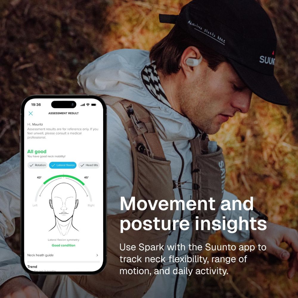 SUUNTO Spark Open-Ear Sport Headphones, Bluetooth Wireless Earbuds, Open-Ear Design, Sports & Workout Headphones, Lightweight Outdoor Earphones, Comfortable Fit, Black