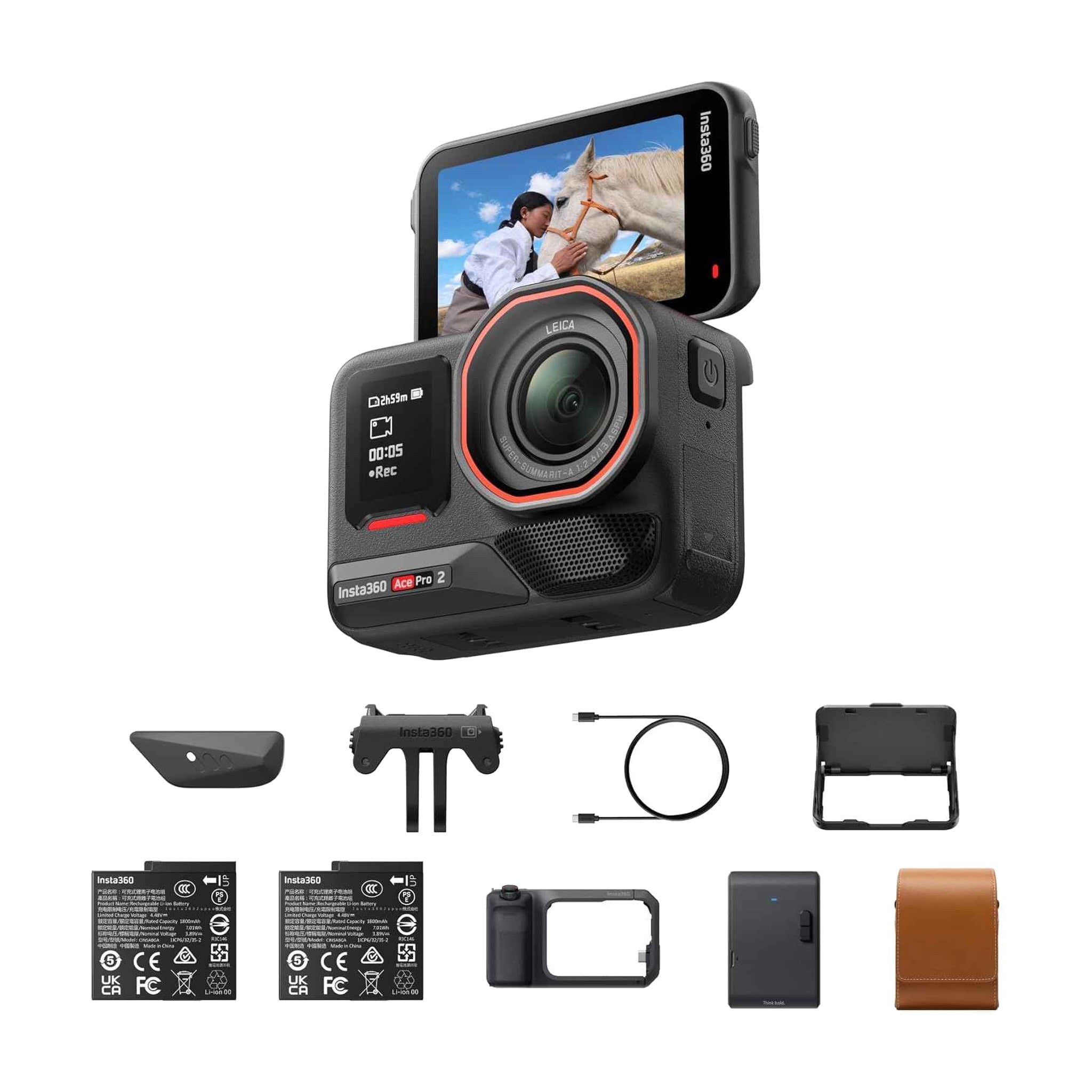[OPEN BOX]_Insta360 Ace Pro 2 Flash Print Bundle - 8K Waterproof Action Camera Co-Engineered with Leica, 1/1.3" Sensor, Dual AI Chip, Leading Low Light, Xplorer Grip Pro Kit for Street Photography