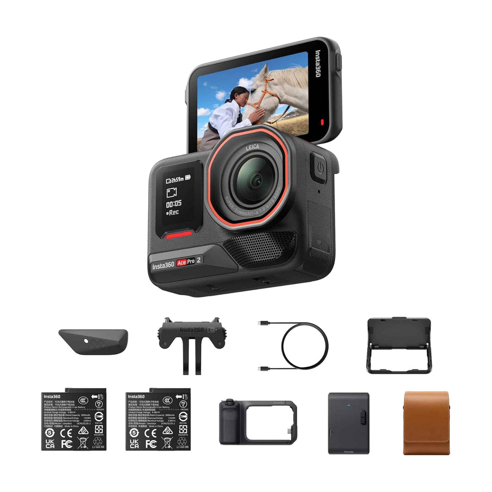 [OPEN BOX]_Insta360 Ace Pro 2 Flash Print Bundle - 8K Waterproof Action Camera Co-Engineered with Leica, 1/1.3" Sensor, Dual AI Chip, Leading Low Light, Xplorer Grip Pro Kit for Street Photography