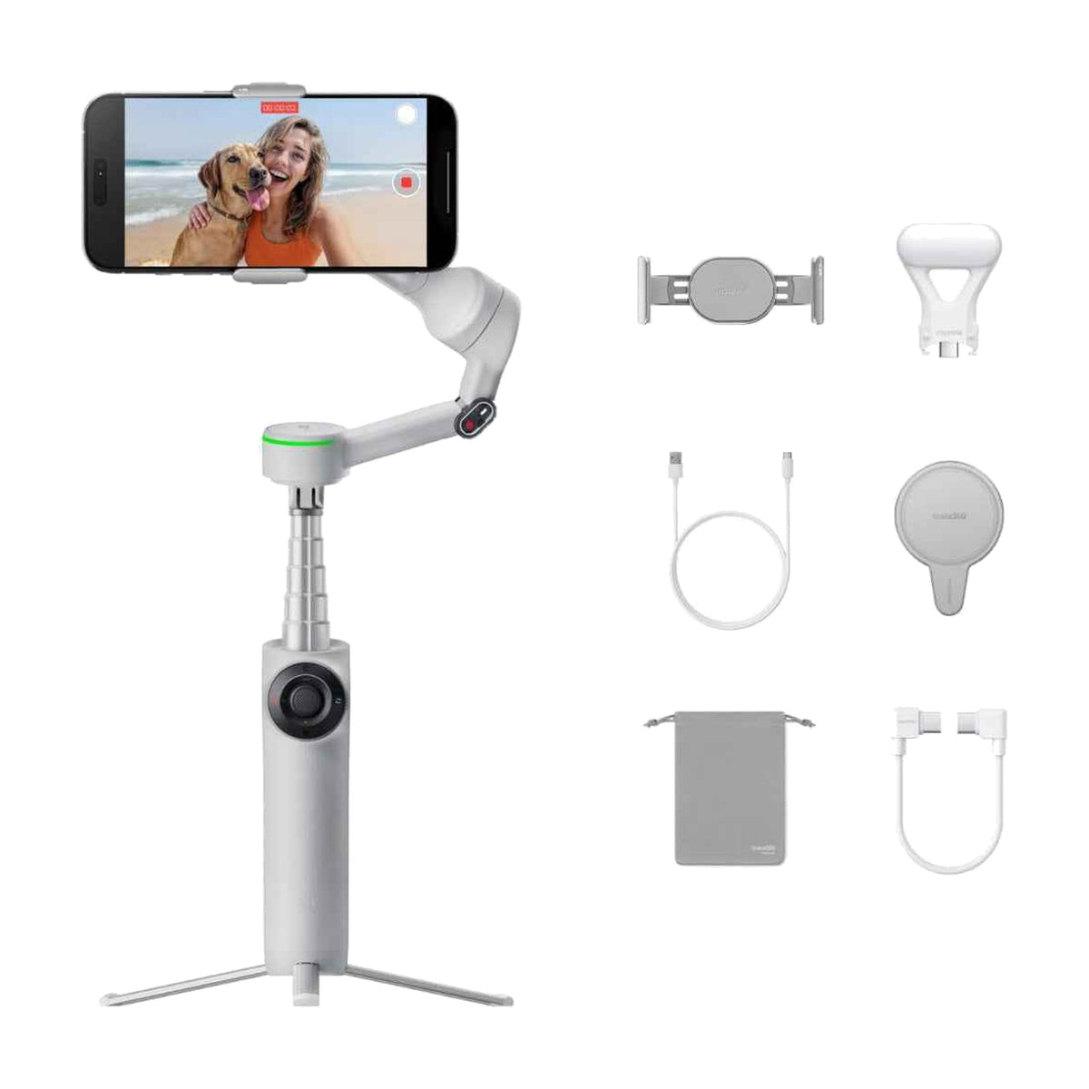 [OPEN BOX]_Insta360 Flow 2 Pro| Creator Kit | Ultimate AI Tracking Stabilizer, 360? Pan Tracking, Built-in Tripod/Selfie Stick, Track in 200+ Apps with Apple DockKit, Multi-Person Tracking – Stone Grey