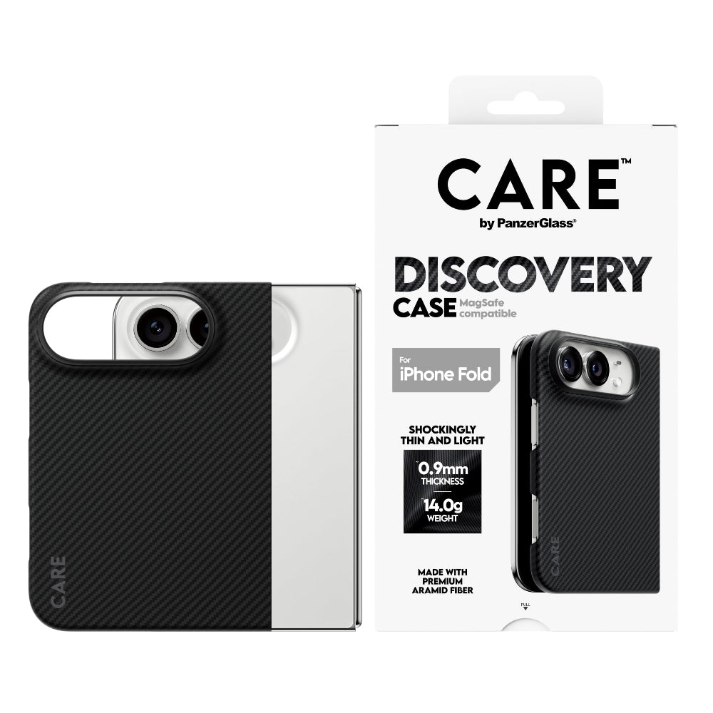 CARE by PanzerGlass Discovery Case for iPhone Duo | MagSafe, Premium Aramid Fiber, Steel Shock Protection, Ultra-Thin & Lightweight, Black & Grey