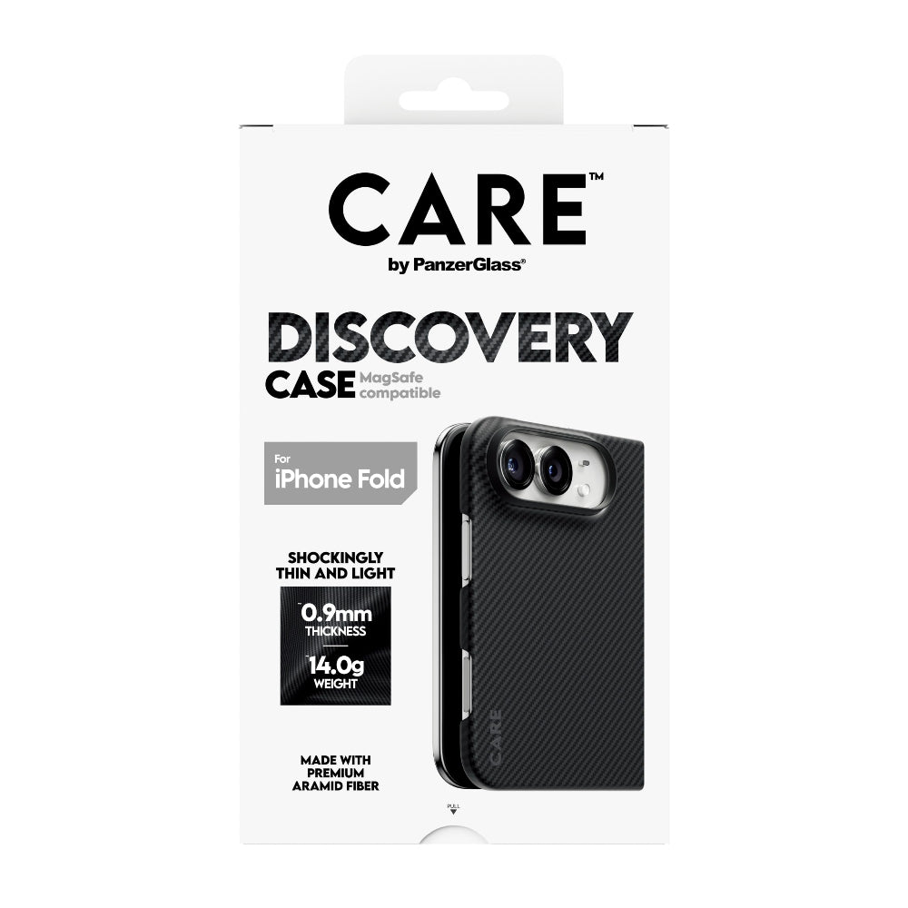 CARE by PanzerGlass Discovery Case for iPhone Duo | MagSafe, Premium Aramid Fiber, Steel Shock Protection, Ultra-Thin & Lightweight, Black & Grey