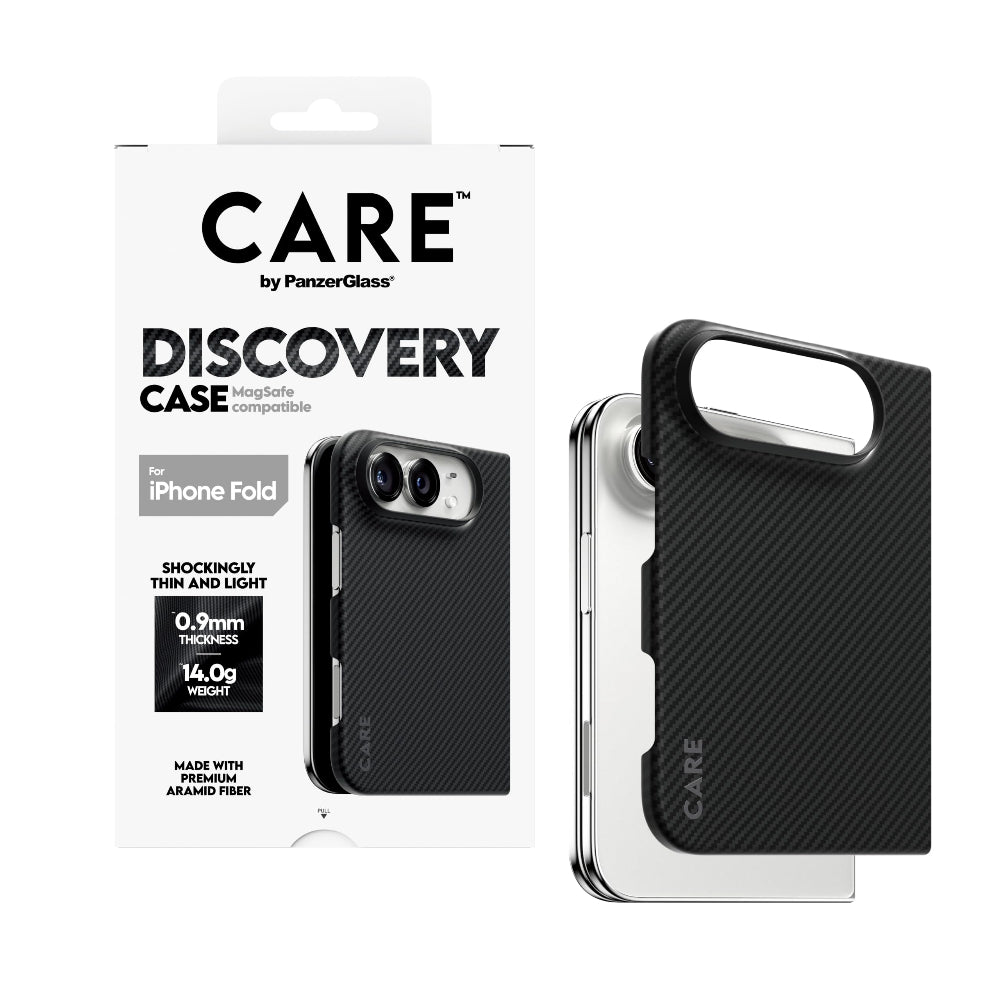 CARE by PanzerGlass Discovery Case for iPhone Duo | MagSafe, Premium Aramid Fiber, Steel Shock Protection, Ultra-Thin & Lightweight, Black & Grey