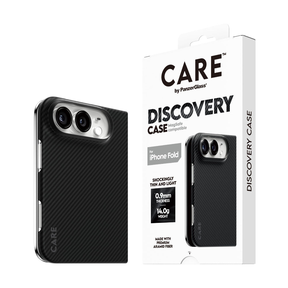 CARE by PanzerGlass Discovery Case for iPhone Duo | MagSafe, Premium Aramid Fiber, Steel Shock Protection, Ultra-Thin & Lightweight, Black & Grey