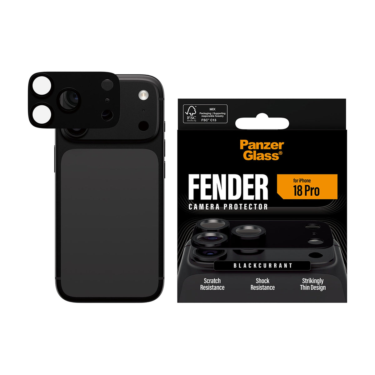 PanzerGlass iPhone 18 Pro FENDER Camera Protector | Full Camera Island Protection, Matte Aluminum Frame, Tempered Glass Lens Guard, Color-Matched, Scratch & Impact Protection, Black