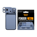 PanzerGlass iPhone 18 Pro FENDER Camera Protector | Full Camera Island Protection, Matte Aluminum Frame, Tempered Glass Lens Guard, Color-Matched, Scratch & Impact Protection, Blue