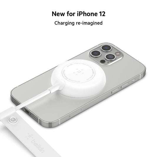 Belkin Magnetic Wireless Charger Pad 7.5W - MagSafe Compatible, Safe and Secure, for Apple iPhone 12 Mini, iPhone 12, iPhone 12 Pro, iPhone 12 Pro Max - White