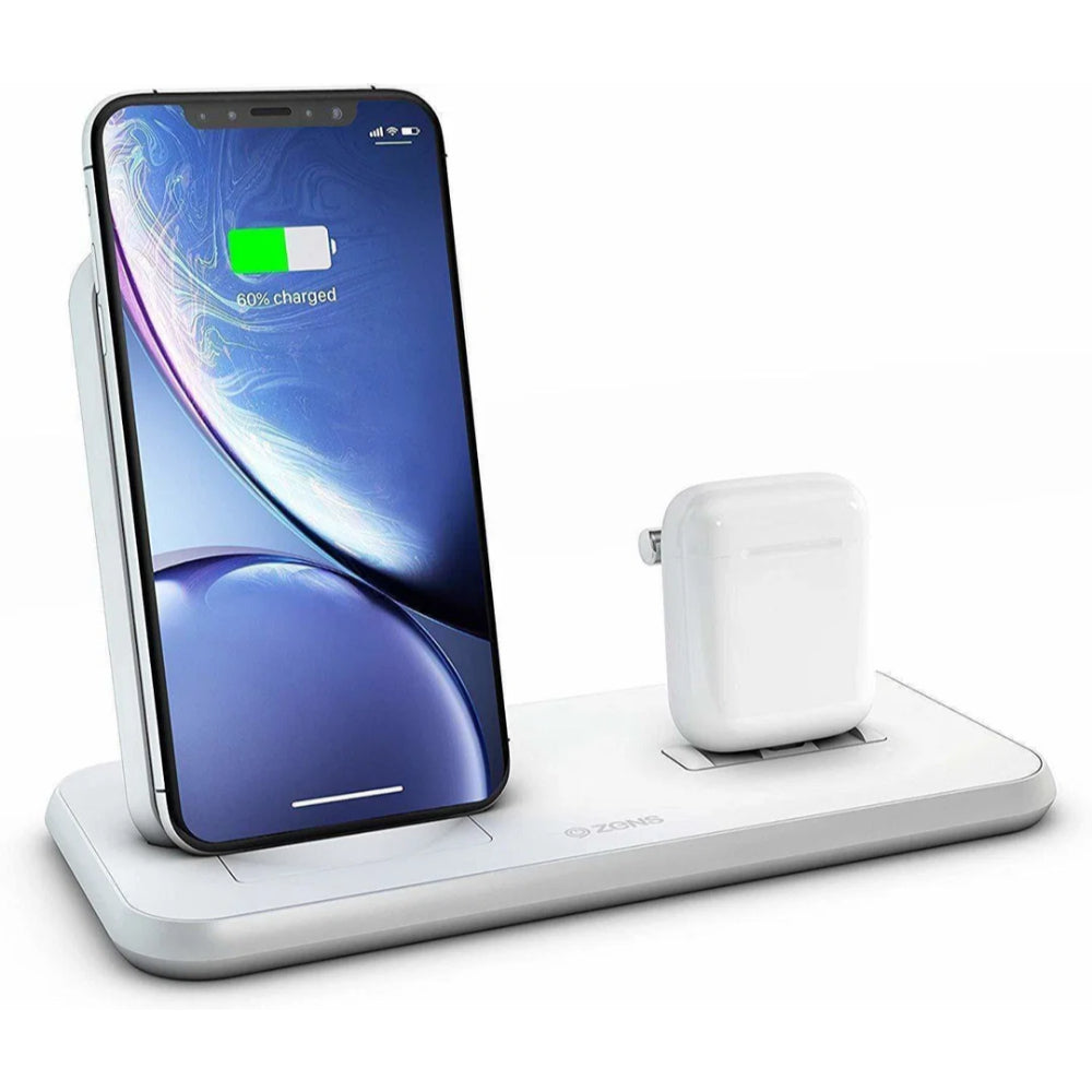 Zens - Aluminium Dual Wireless Charger + Dock 10W - White