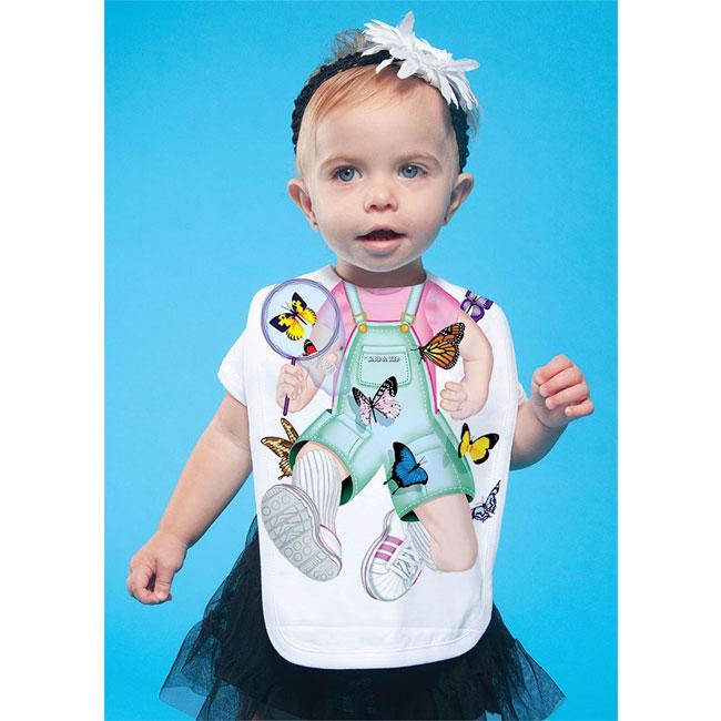 JUST ADD A KID Bib Butterfly Girl One-Size - 0 to 12 Months