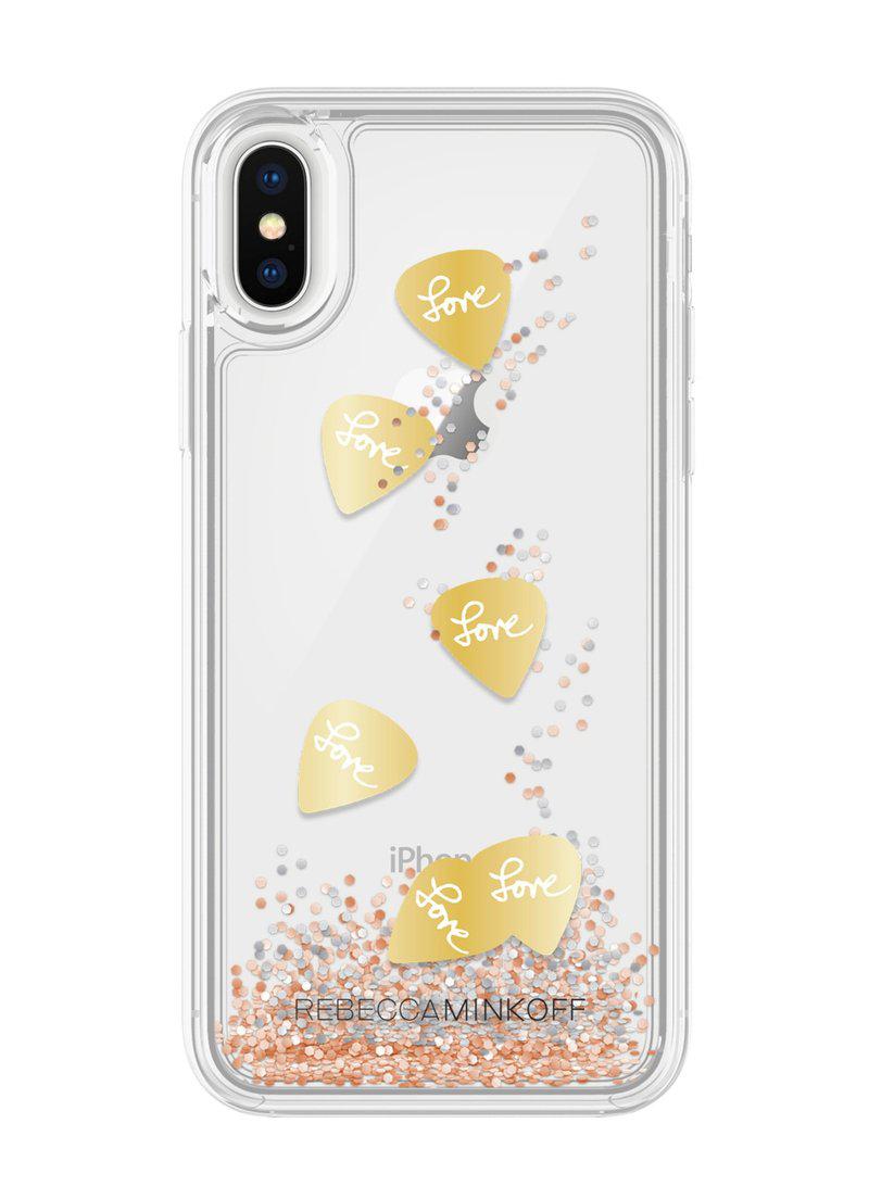 REBECCA MINKOFF Glitter Fall Case Gold Guitar Pick / Chunky Silver Glitter for iPhone XS/X