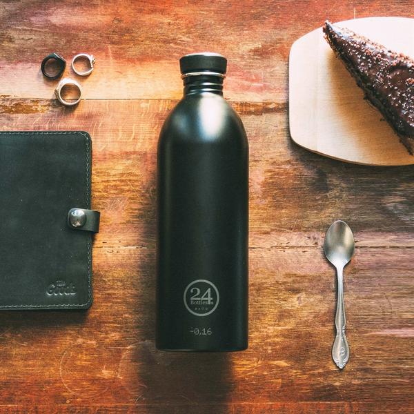 24BOTTLES Urban Lightest Stainless Steel Water Bottle - 1000ml - Tuxedo Black