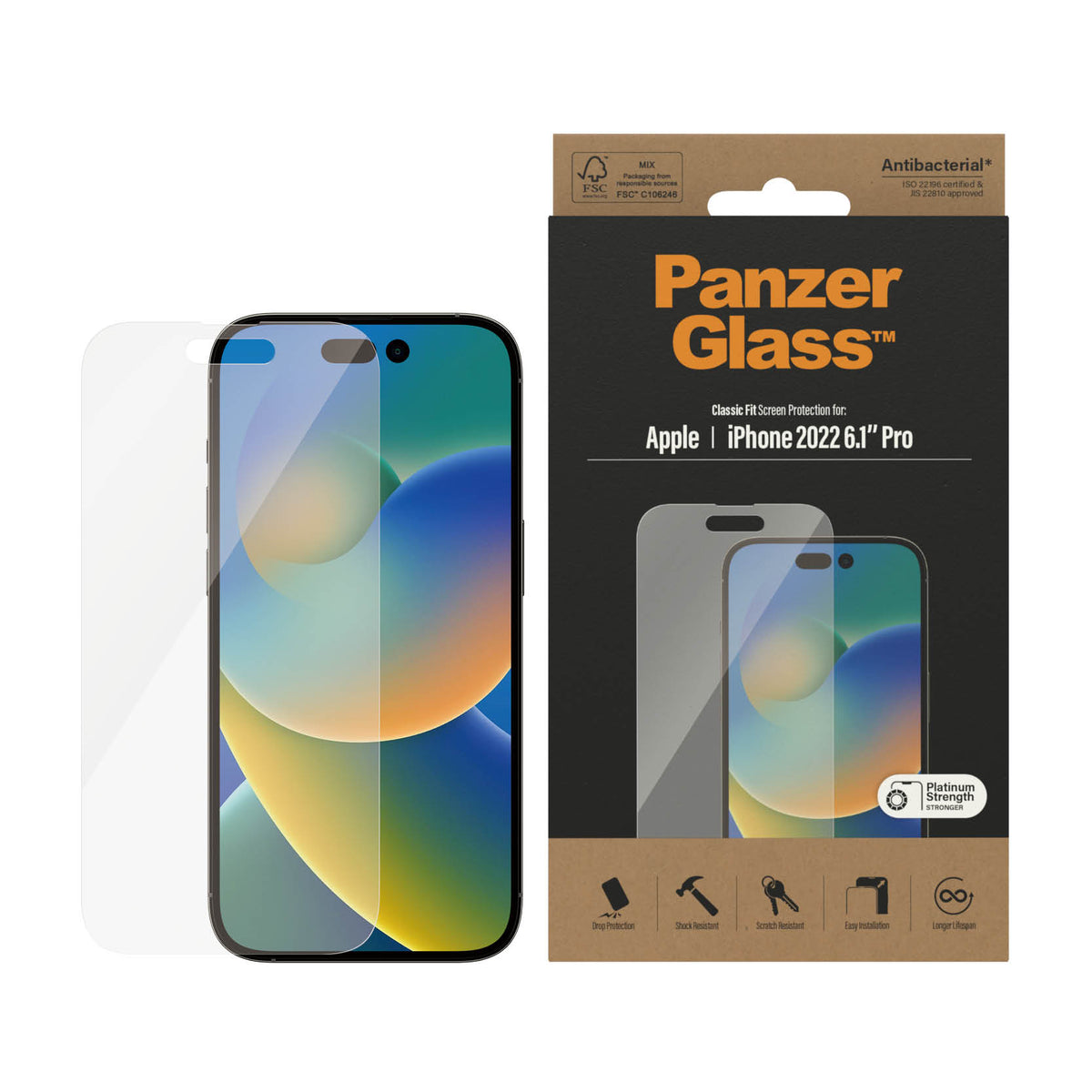 PANZERGLASS iPhone 14 Pro - Classic Fit Screen Protector - Clear
