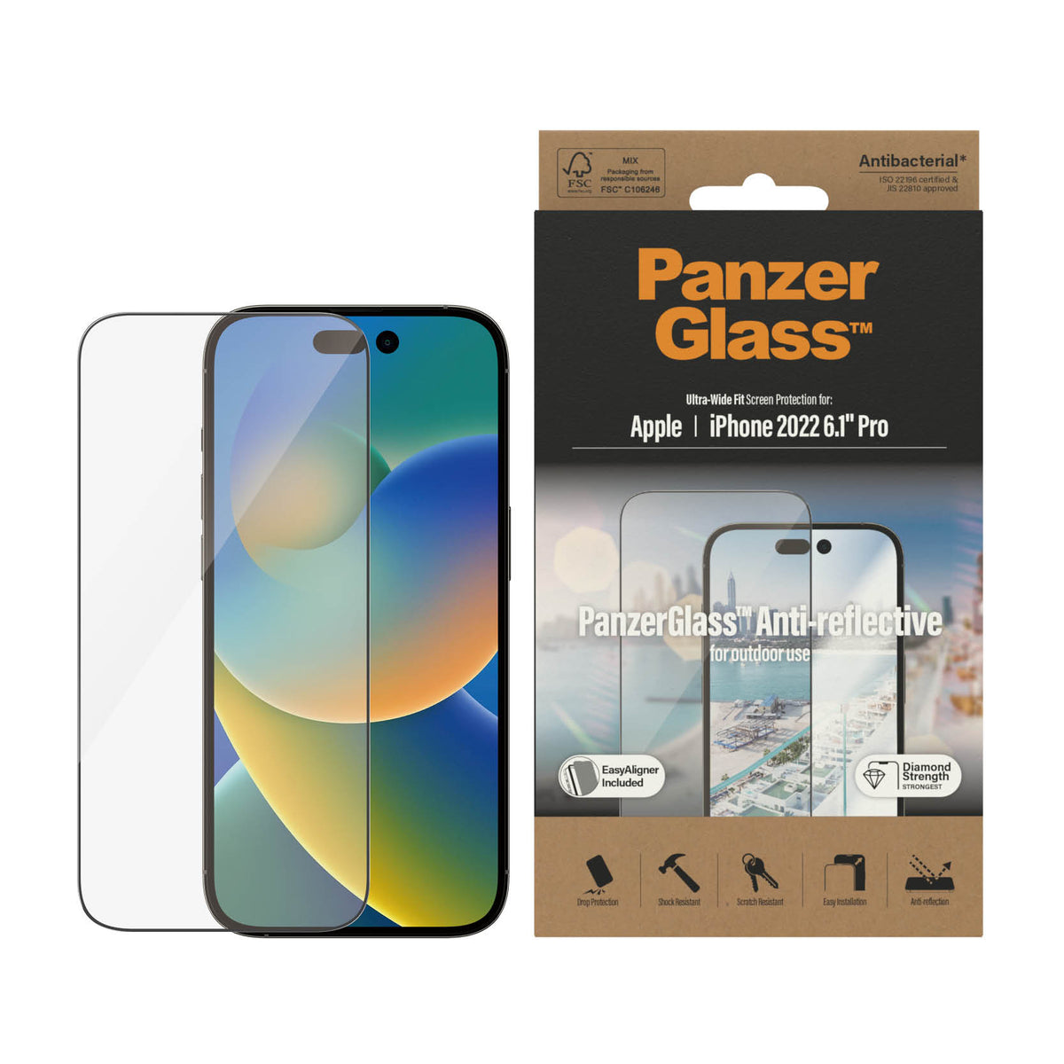 PANZERGLASS iPhone 14 Pro - UWF Anti-Reflective Screen Protector with Applicator - Clear