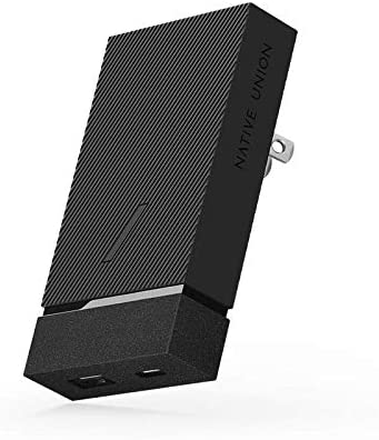 Native Union - Smart Wall Charger with 2-Ports PD (USB-A + USB-C) 18W and International Adapters - Slate