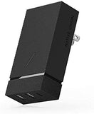 شاحن جداري ذكي من ناتيف يونيون مزود بثلاثة منافذ شحن سريع (منفذان USB-A + منفذ USB-C) بقدرة 45 واط ومحول دولي - رمادي داكن