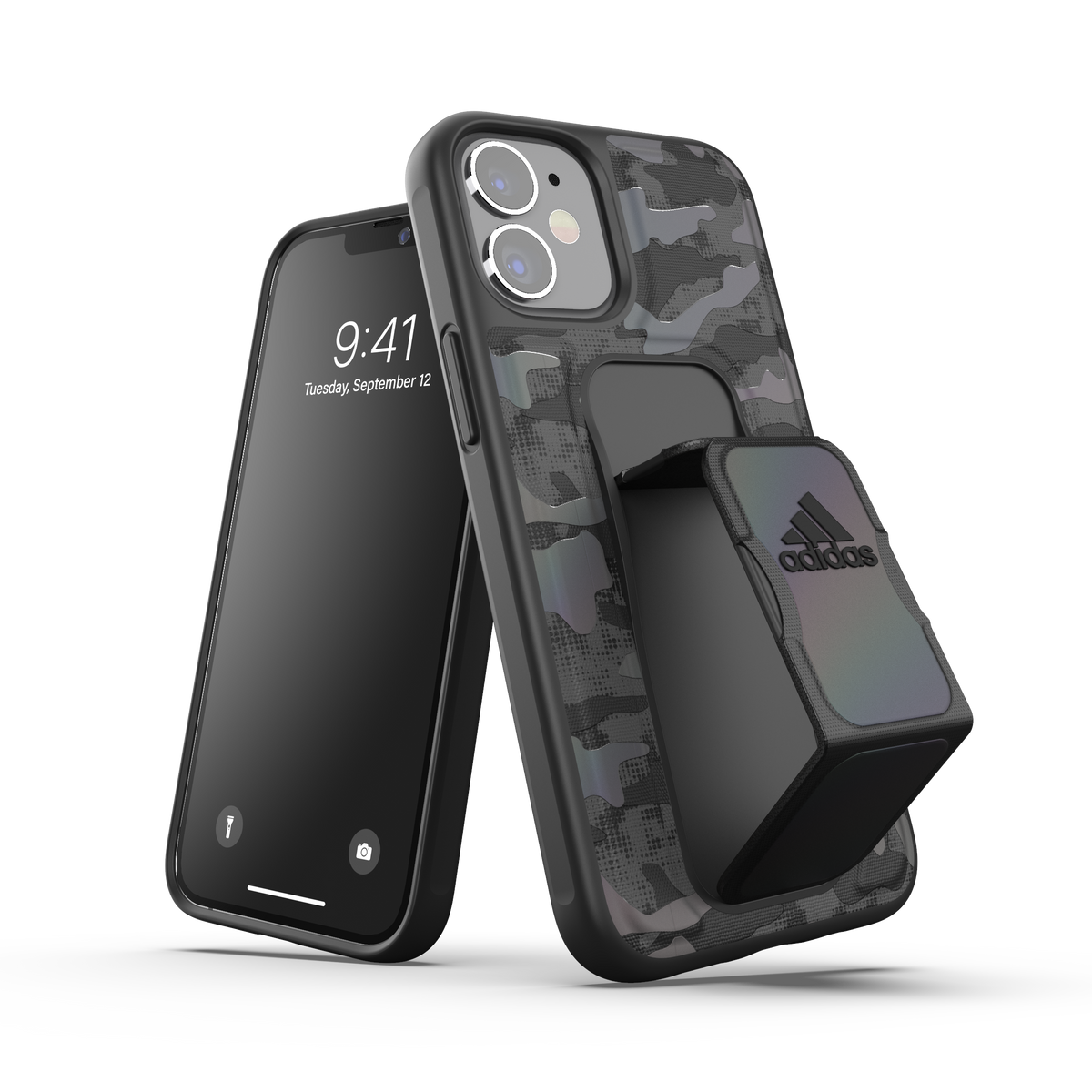 ADIDAS iPhone 12 Mini - Grip Clear Case - Black