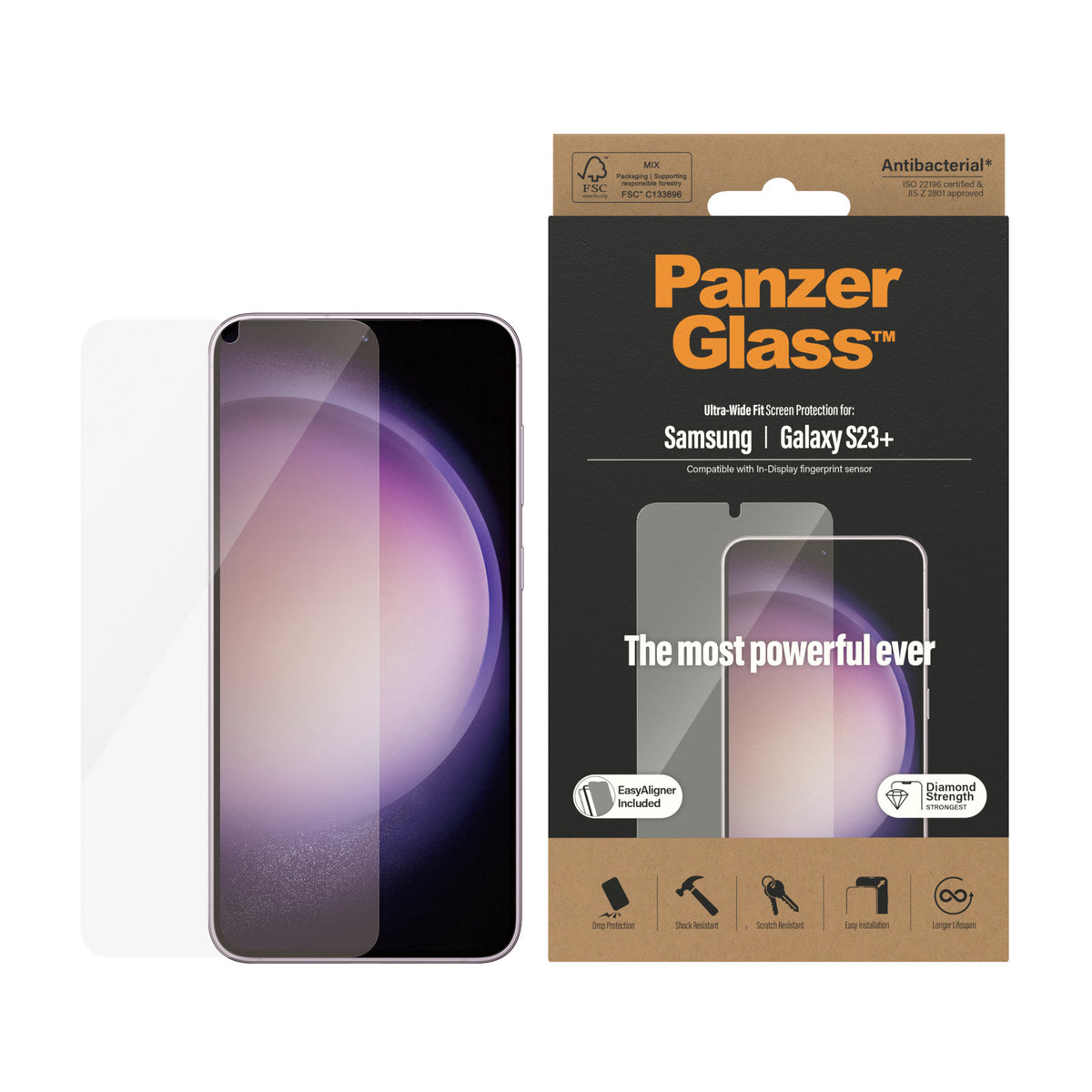 PANZERGLASS Ultra Wide Fit Screen Protector for Samsung Galaxy S23 Plus - Clear with Black Frame
