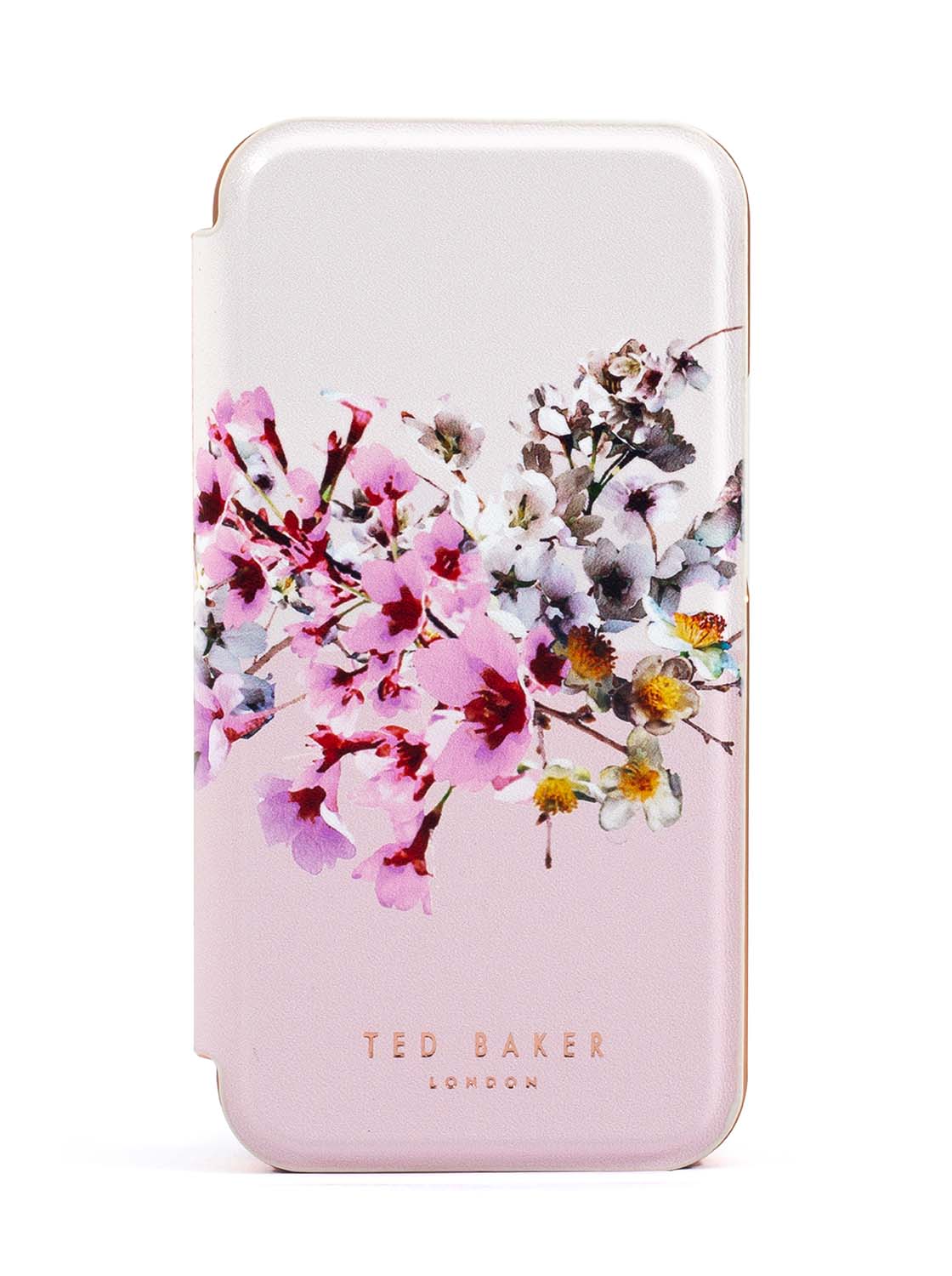 TED BAKER iPhone 12 Mini - Mirror Folio Case - Jasmine Pink Rose Gold