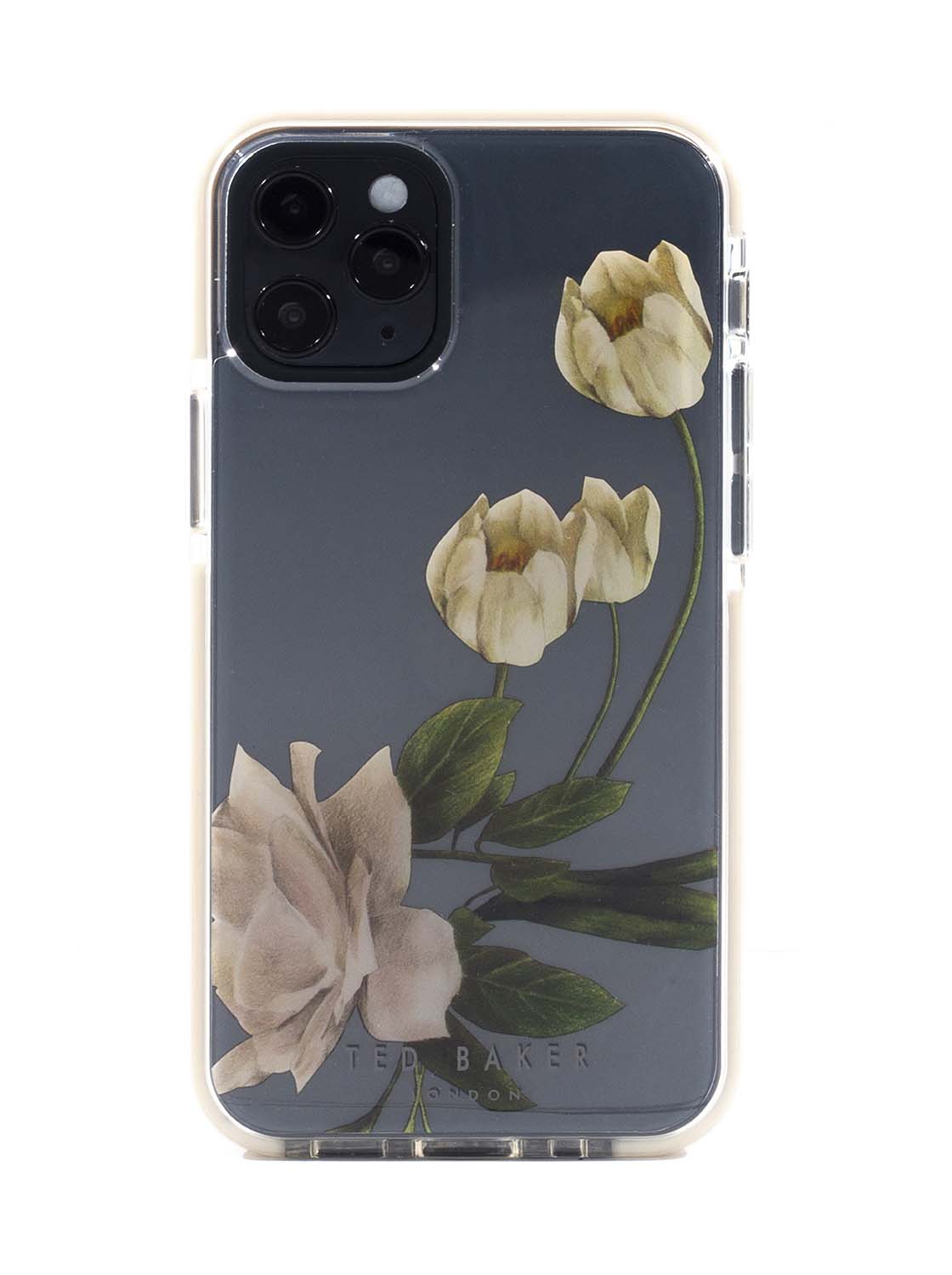 TED BAKER iPhone 12 Mini - Anti-Shock Floral Case - ElderFlower Clear