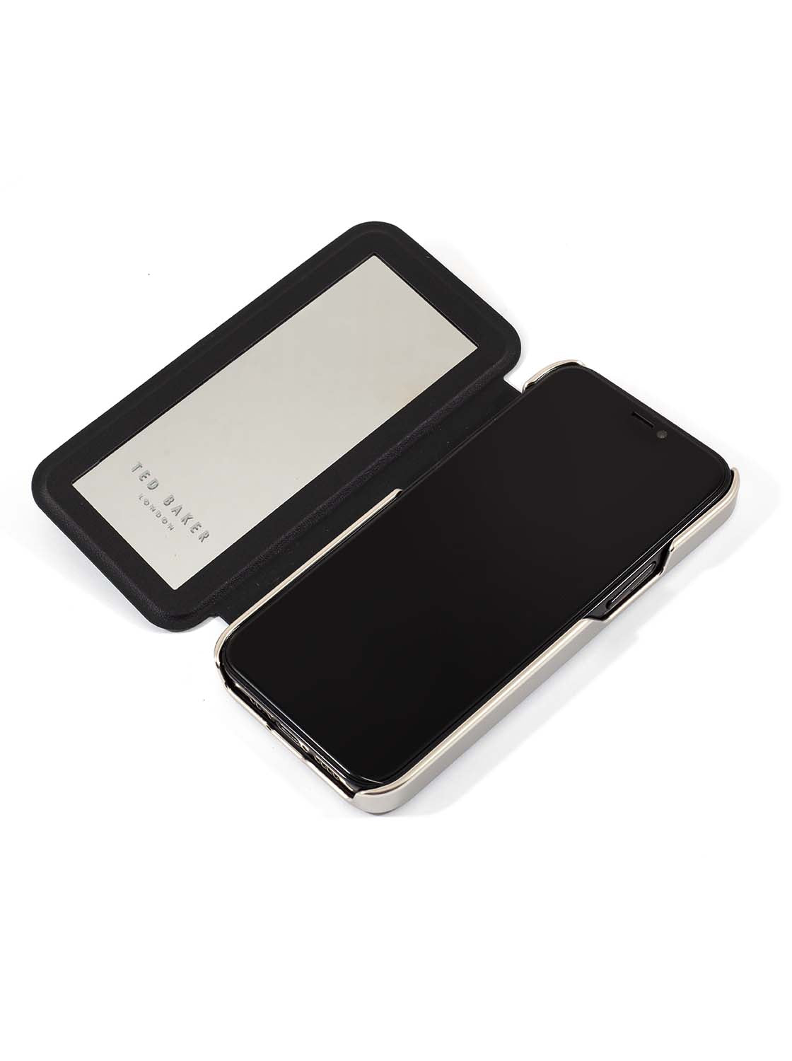 [OPEN BOX] TED BAKER iPhone 12 Mini - Mirror Folio Case - ElderFlower Black Silver