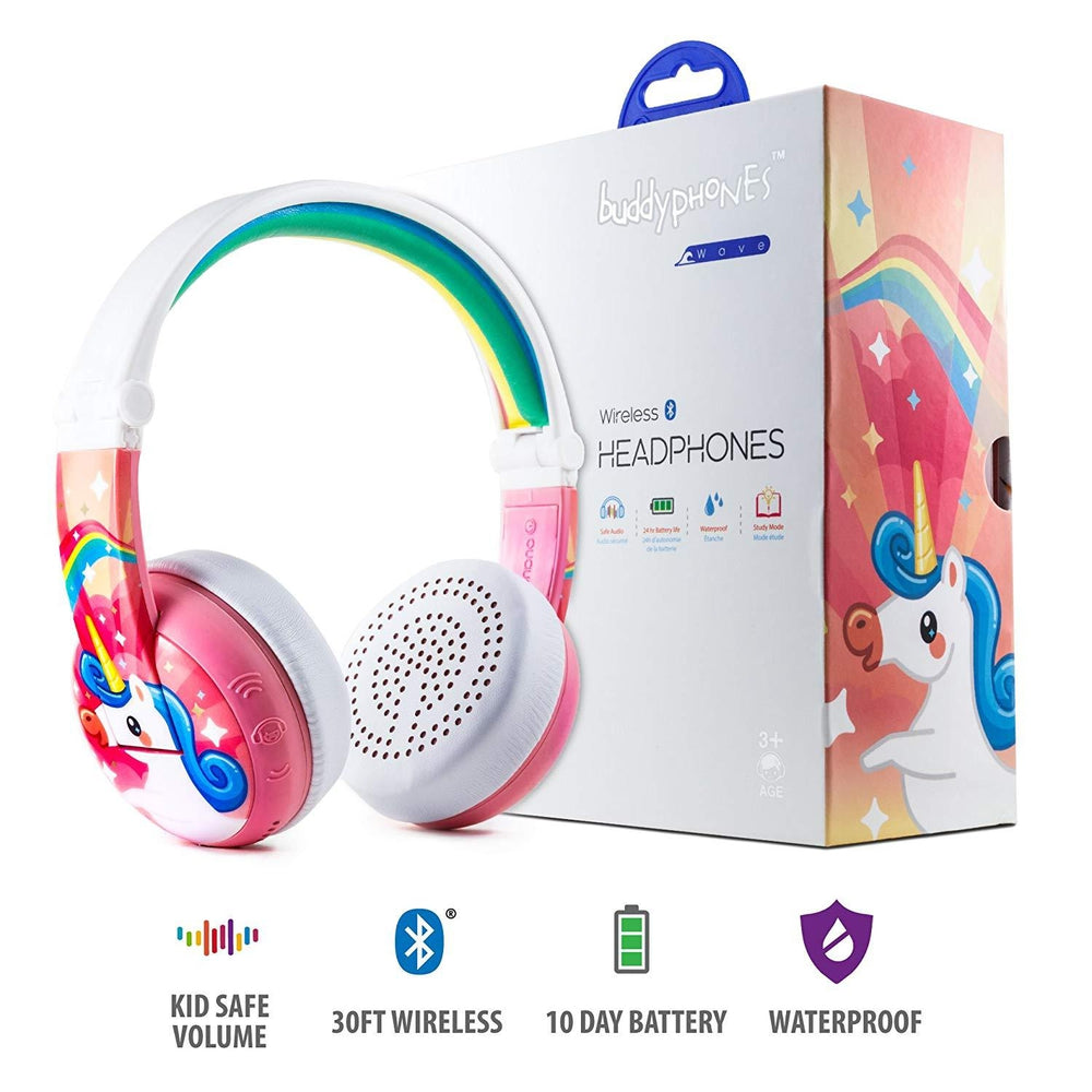 BUDDYPHONES Wave Bluetooth Headphones Waterproof Unicorn - Pink