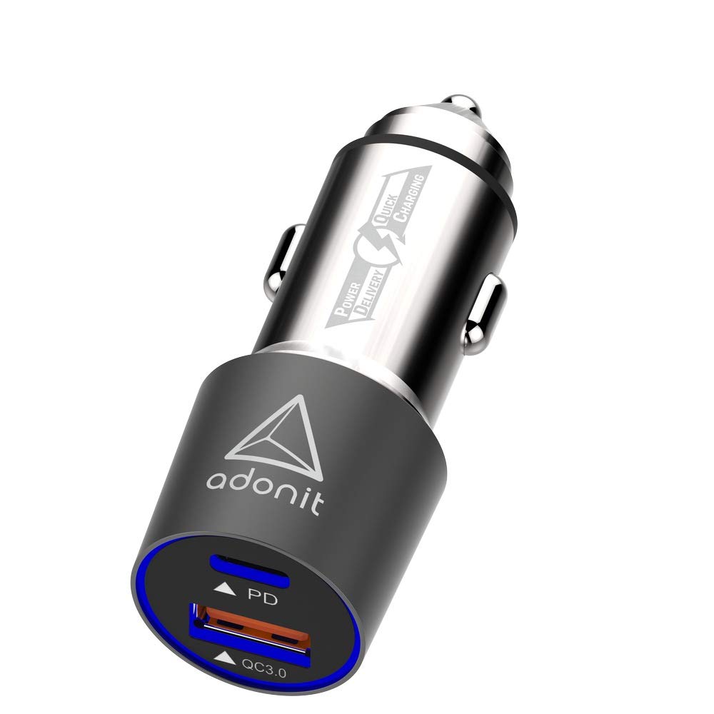 ADONIT Fast Car Charger for USB-C and USB 3.0