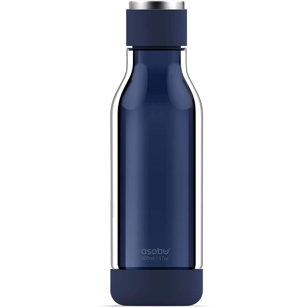 ASOBU Inner Peace Glass and Tritan Encased 17 Ounce Travel Water Bottle - Blue
