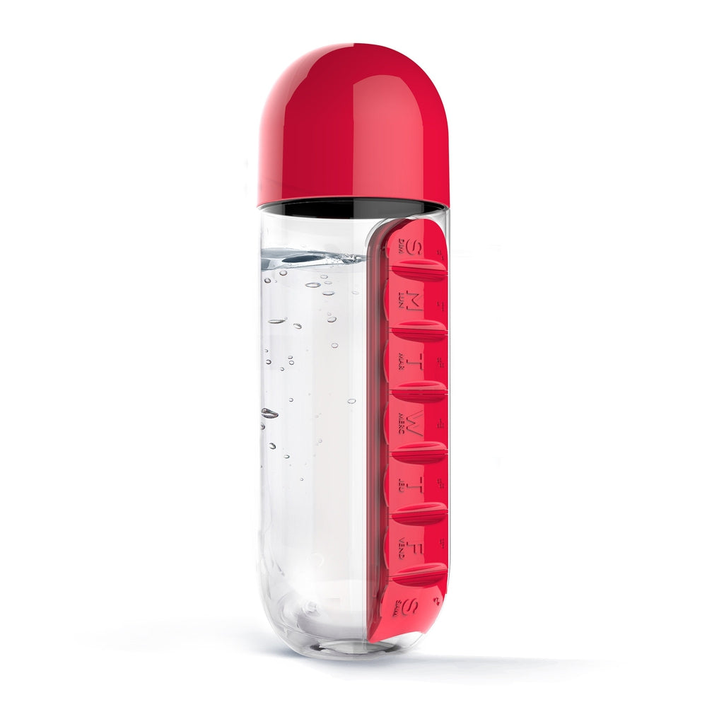 ASOBU In Style Pill Organizer Bottle Red