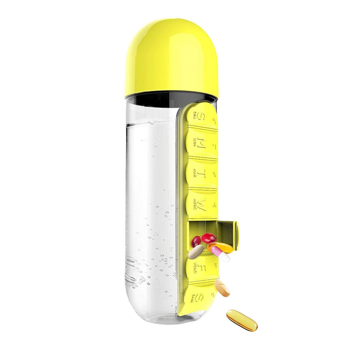 ASOBU In Style Pill Organizer Bottle Yellow