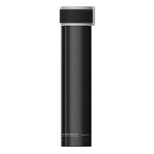 زجاجة مياه ASOBU Skinny Mini 8oz عصرية بجدار مزدوج من الفولاذ المقاوم للصدأ معزولة حرارياً، لون أسود 