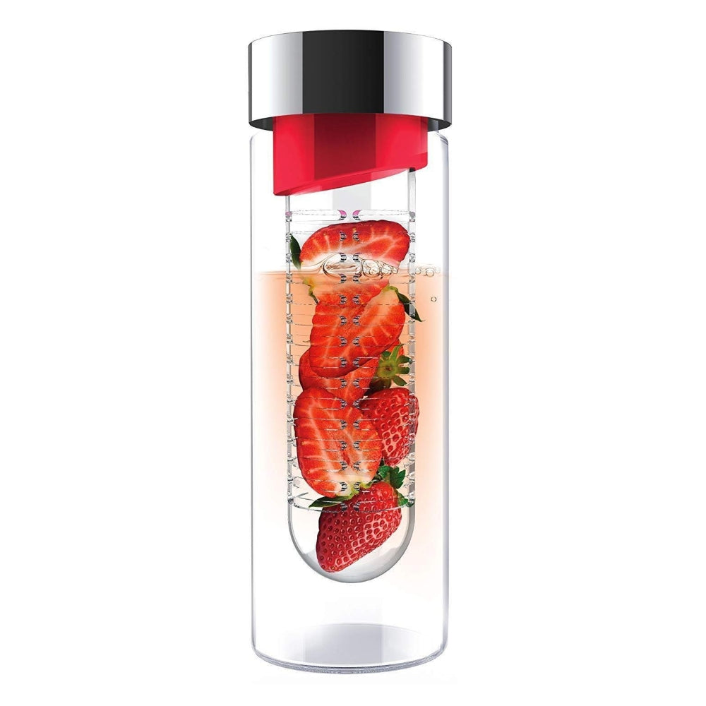 [OPEN BOX] ASOBU Flavor It Glass Water Bottle With Fruit Infuser Red 600 ml