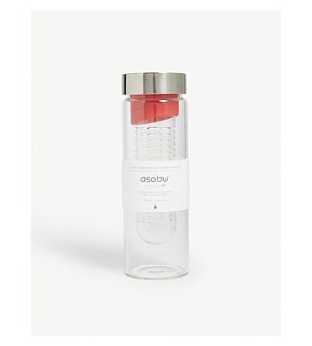 [OPEN BOX] ASOBU Flavor It Glass Water Bottle With Fruit Infuser Red 600 ml