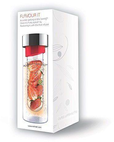 [OPEN BOX] ASOBU Flavor It Glass Water Bottle With Fruit Infuser Red 600 ml