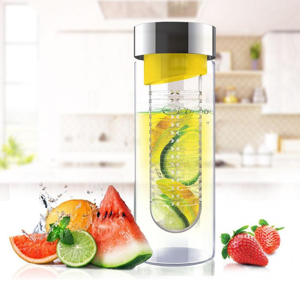 [OPEN BOX] ASOBU Flavor It Glass Water Bottle With Fruit Infuser Yellow 600 ml