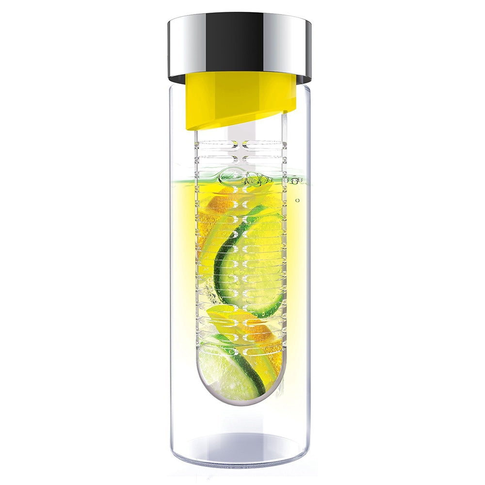 [OPEN BOX] ASOBU Flavor It Glass Water Bottle With Fruit Infuser Yellow 600 ml