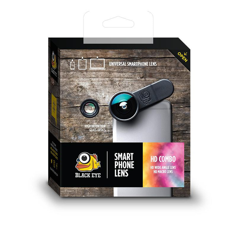 [OPEN BOX] BLACK EYE Universal HD Combo Lens Set HD Wide Angle lens &amp; HD Macro lens|| Camera Attachment Lens