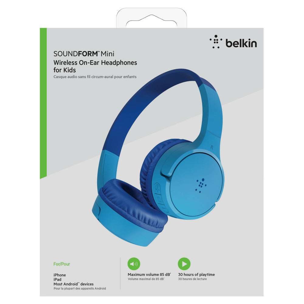 [OPEN BOX] BELKIN SoundForm Mini Kids On-Ear Wireless Headphones - Blue