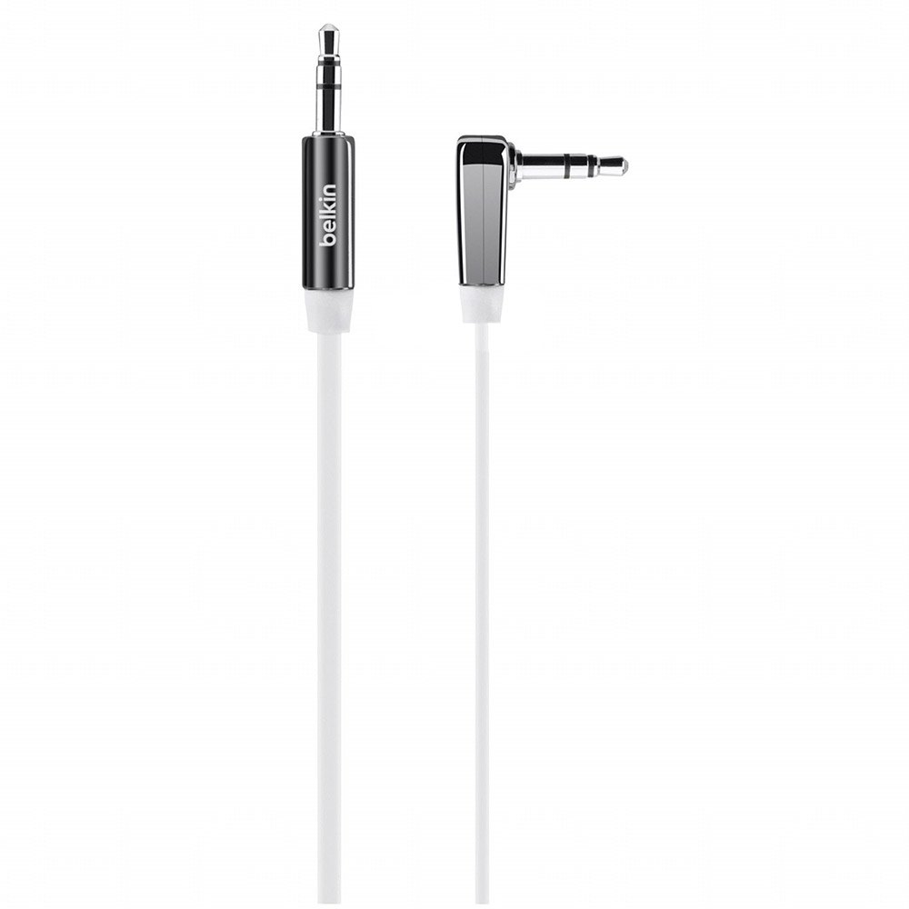 [علبة مفتوحة] كابل صوت BELKIN بزاوية قائمة مسطحة 3.5 مم، طول 0.9 متر - أبيض