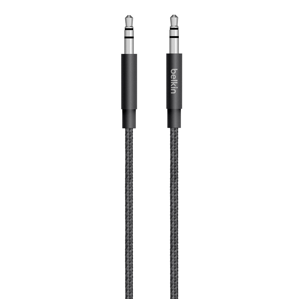 BELKIN MIXIT Metallic 3.5mm Aux Audio Cable 1.2 Meter Braided Nylon Jacket - Black
