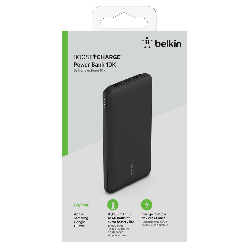 BELKIN BoostCharge Power Bank 10K mAh 15W Quick Charge 2x USB-C, 2x USB-A Ports - Black
