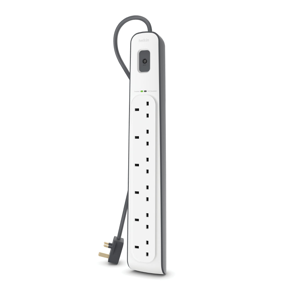 [OPEN BOX] BELKIN 6-Way Surge Protection Strip with 2 Meters Power Cord - White