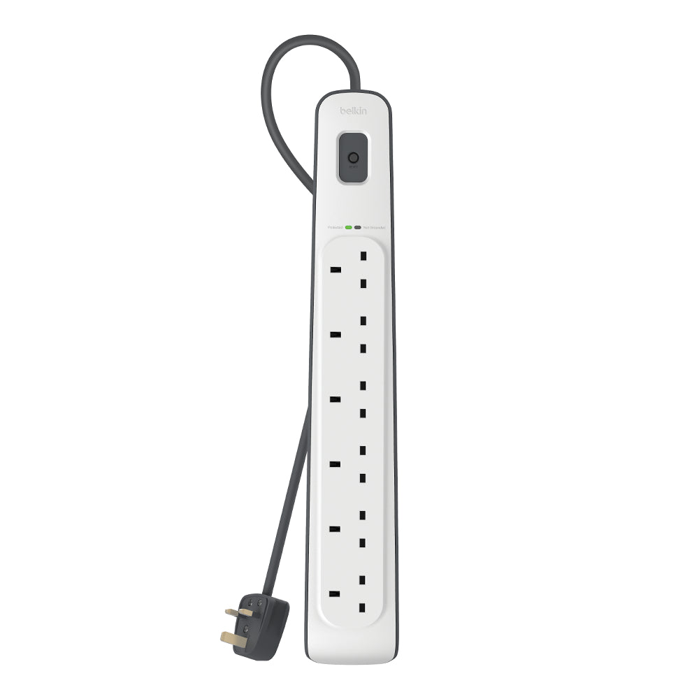 BELKIN 6-Way Surge Protection Strip with 2 Meters Power Cord - White