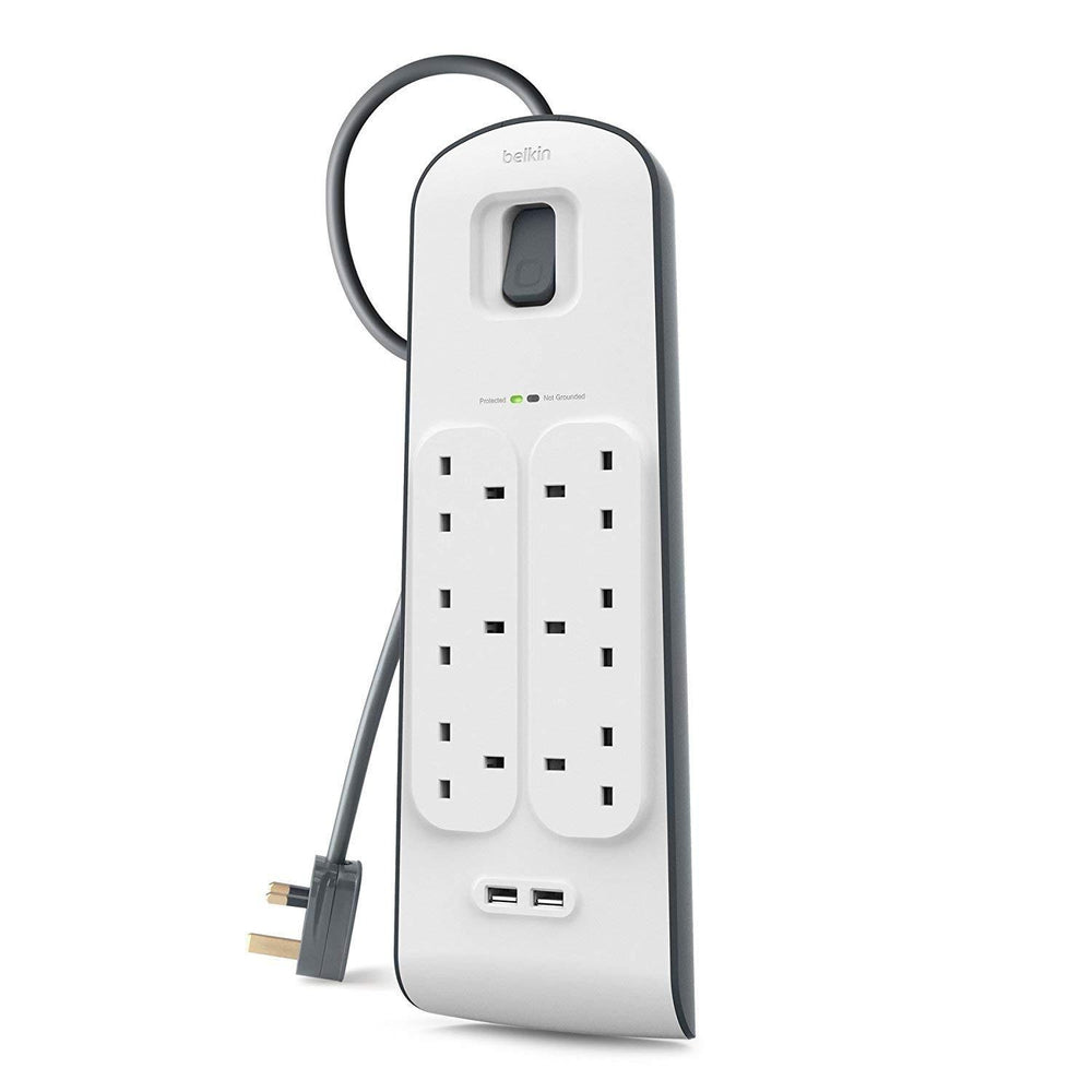 [OPEN BOX] BELKIN 6 Way Surge Protection Strip - 2m with 2 x 2.4amp USB Charging