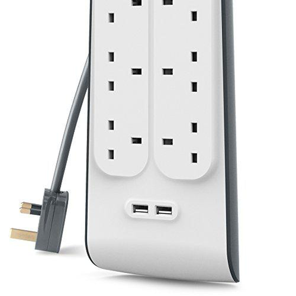 BELKIN 6 Way Surge Protection Strip - 2m with 2 x 2.4amp USB Charging