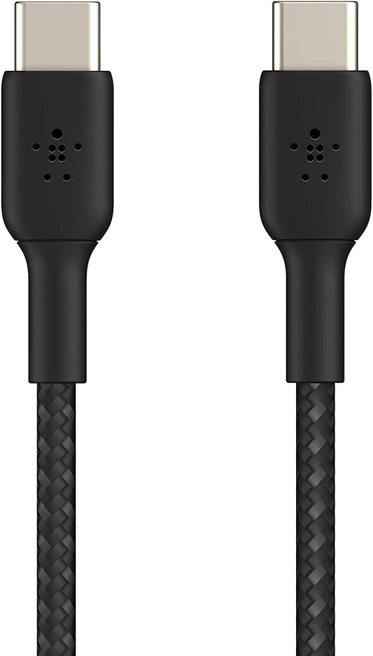 كابل شحن سريع من بيلكين، من نوع USB-C إلى USB-C، مضفر، بطول متر واحد - أسود