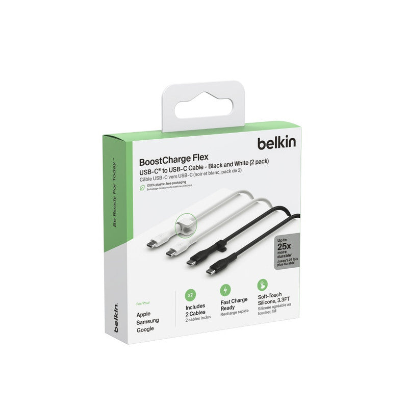BELKIN Cable -  Silicone  - C to C - 2.0 - 1M - Black / White - 2pack